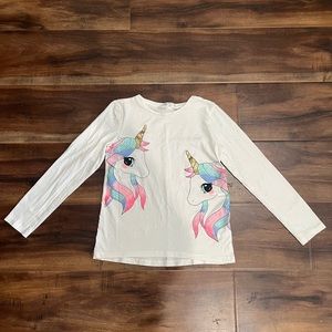 H&M Girl Long Sleeve Blouse/Top with Two Glittery Unicorn Heads